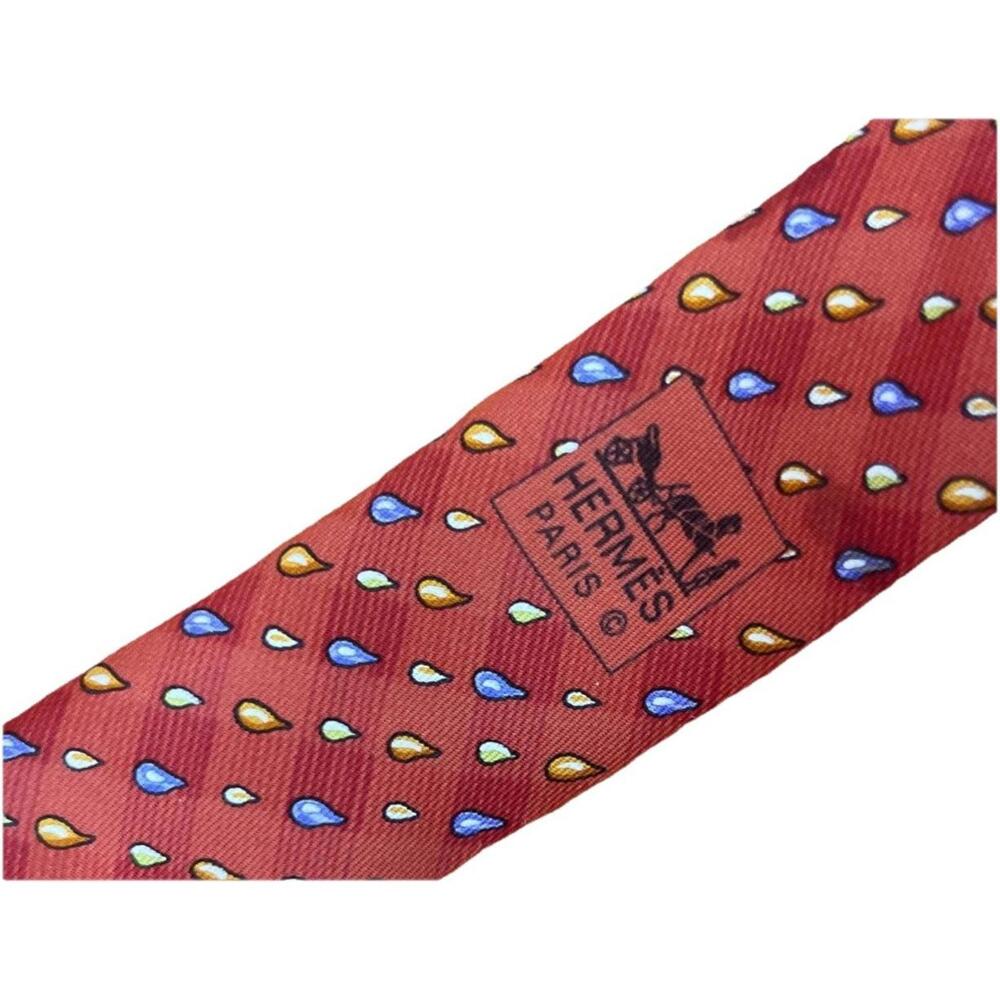HERMES VINTAGE RAINDROPS RAINY DAYS TIE RAIN DROP WATER HIGH END FRANCE H62 - Picture 5 of 6